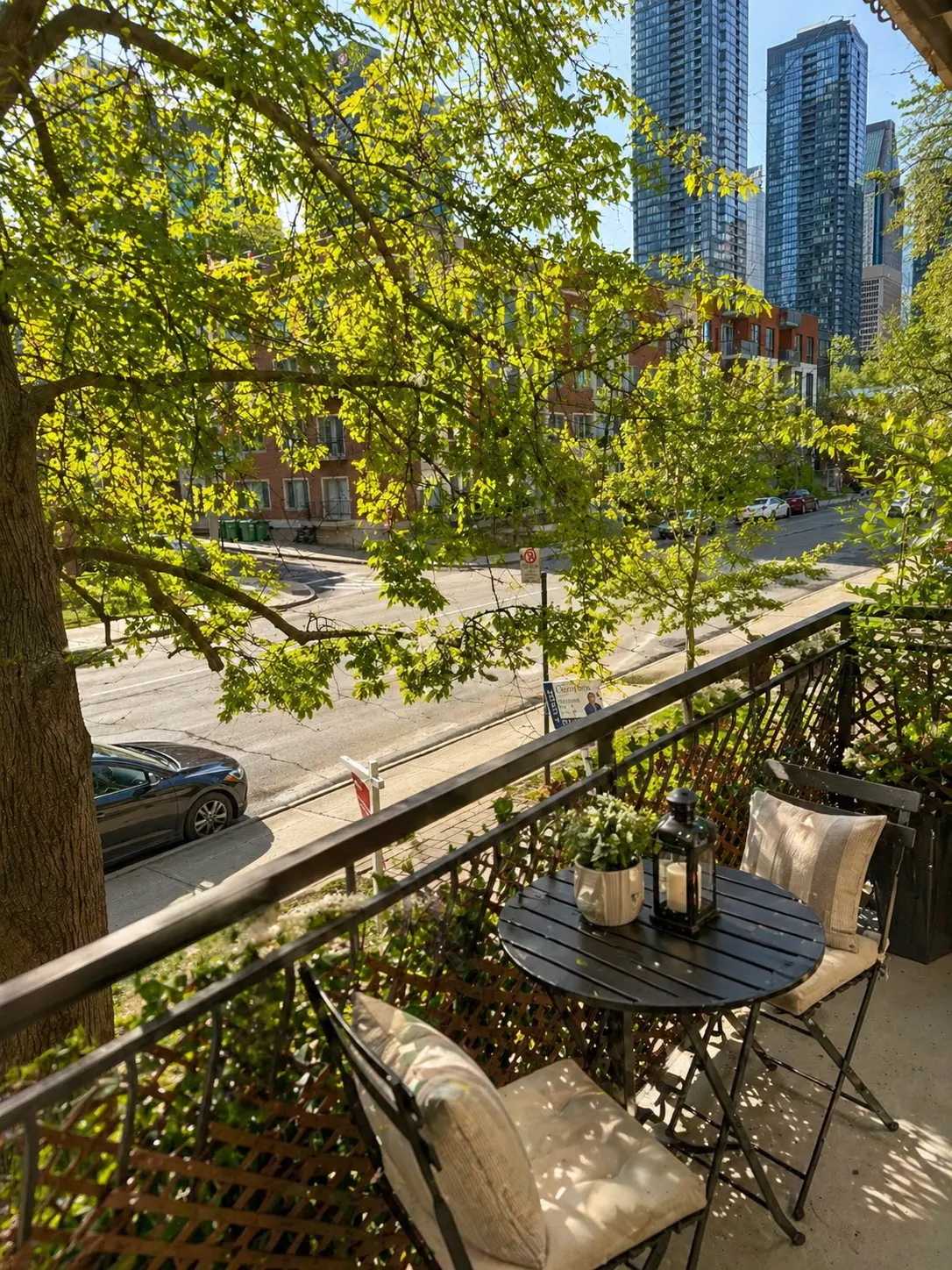 Private balcony above street level at 1490 Saint-Jacques Montreal