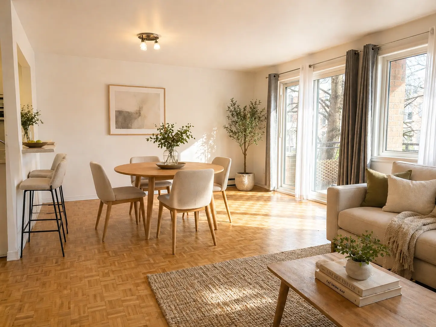 Spacious living and dining area at 1490 Saint-Jacques Montreal